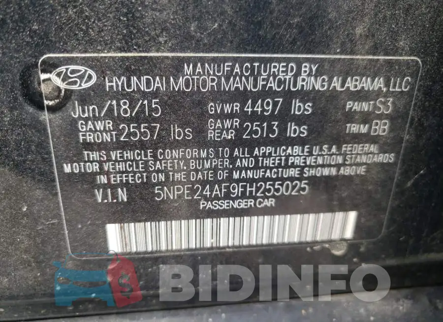 5NPE24AF9FH255025 Photo# 12