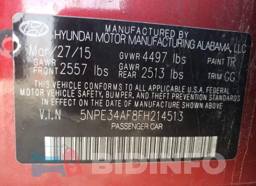 5NPE34AF8FH214513 Photo# 12