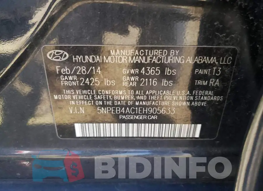 5NPEB4AC1EH905633 Photo# 12