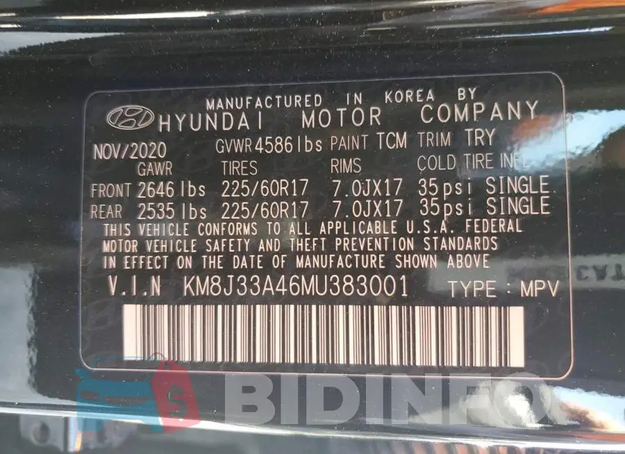 KM8J33A46MU383001 Photo# 13