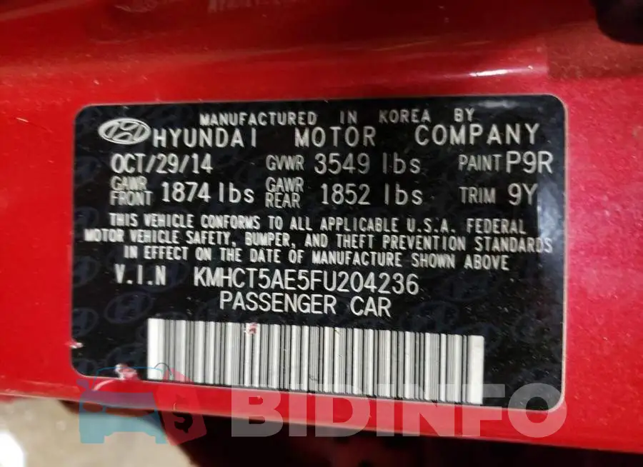 KMHCT5AE5FU204236 Photo# 12