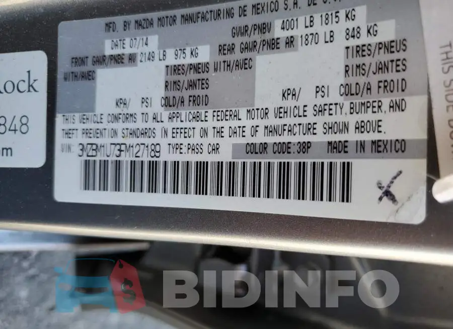 3MZBM1U73FM127189 Photo# 12