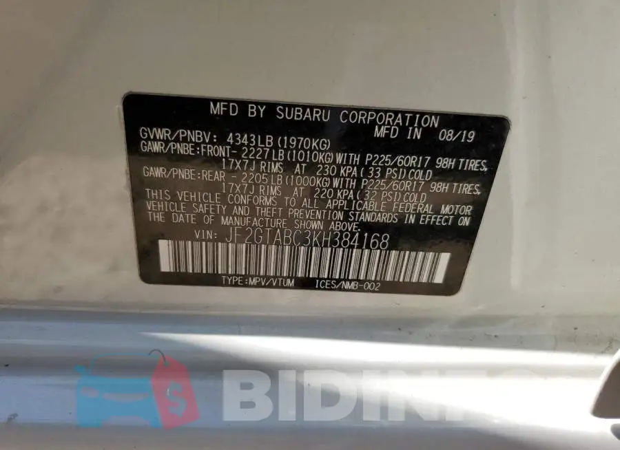 JF2GTABC3KH384168 Photo# 13