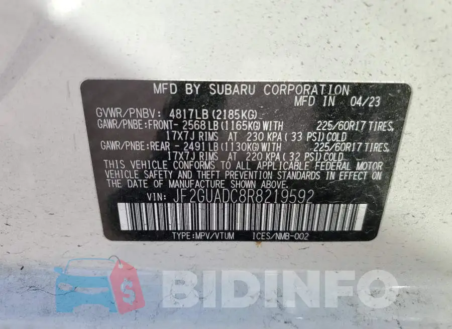 JF2GUADC8R8219592 Photo# 13