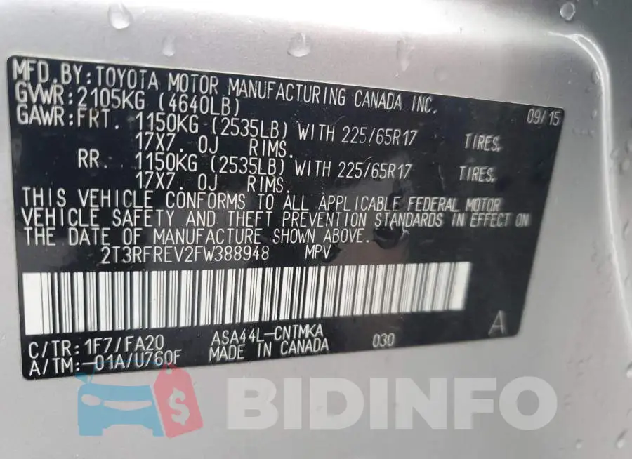 2T3RFREV2FW388948 Photo# 13