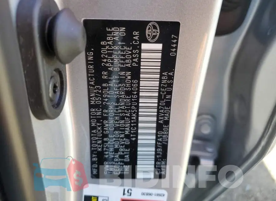 4T1C11AK5PU164066 Photo# 12
