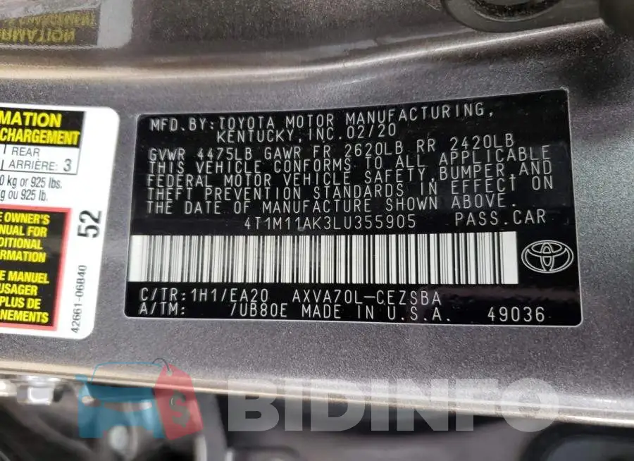 4T1M11AK3LU355905 Photo# 12