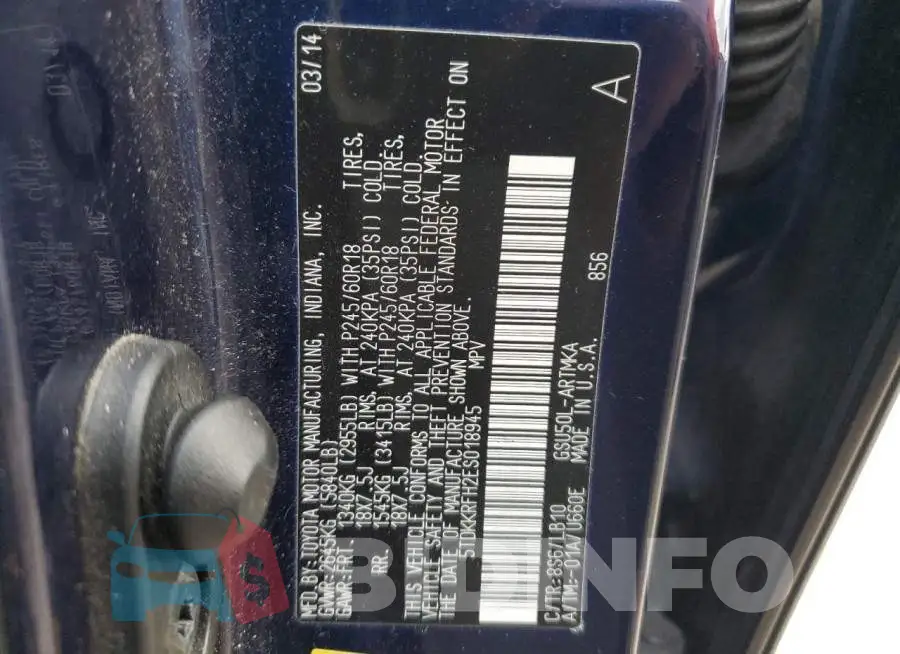 5TDKKRFH2ES018945 Photo# 13