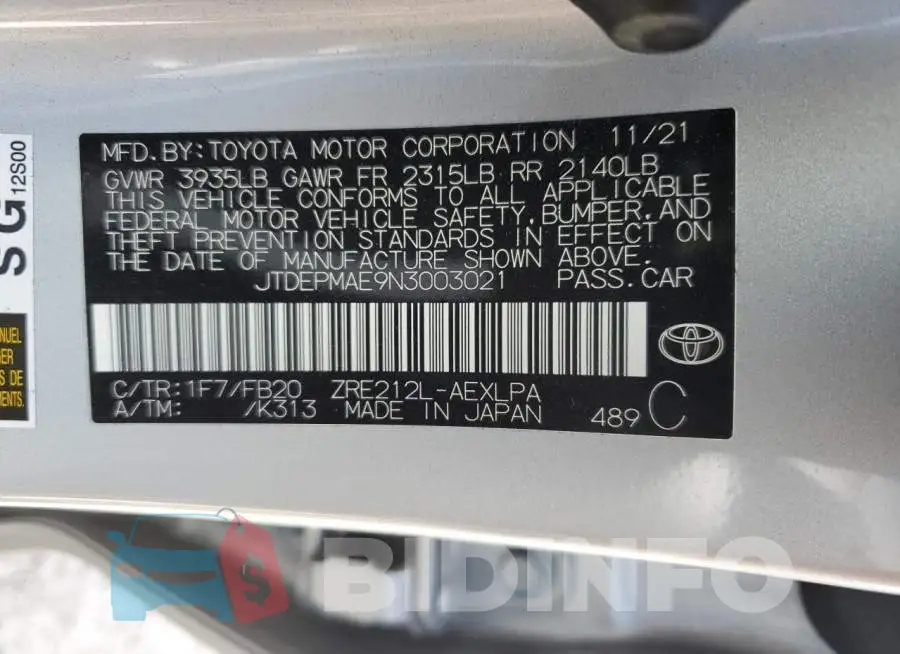 JTDEPMAE9N3003021 Photo# 13