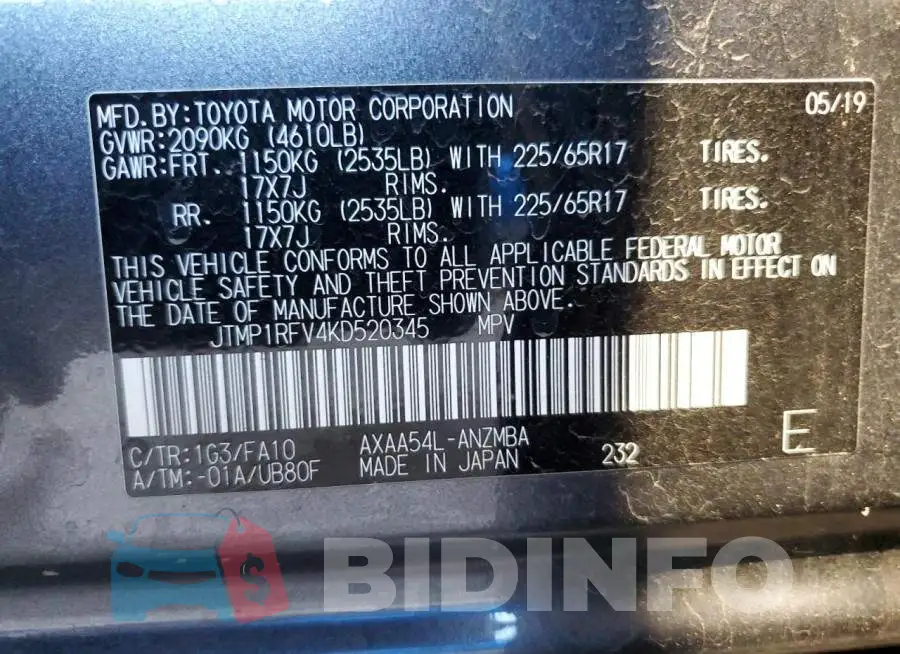 JTMP1RFV4KD520345 Photo# 12