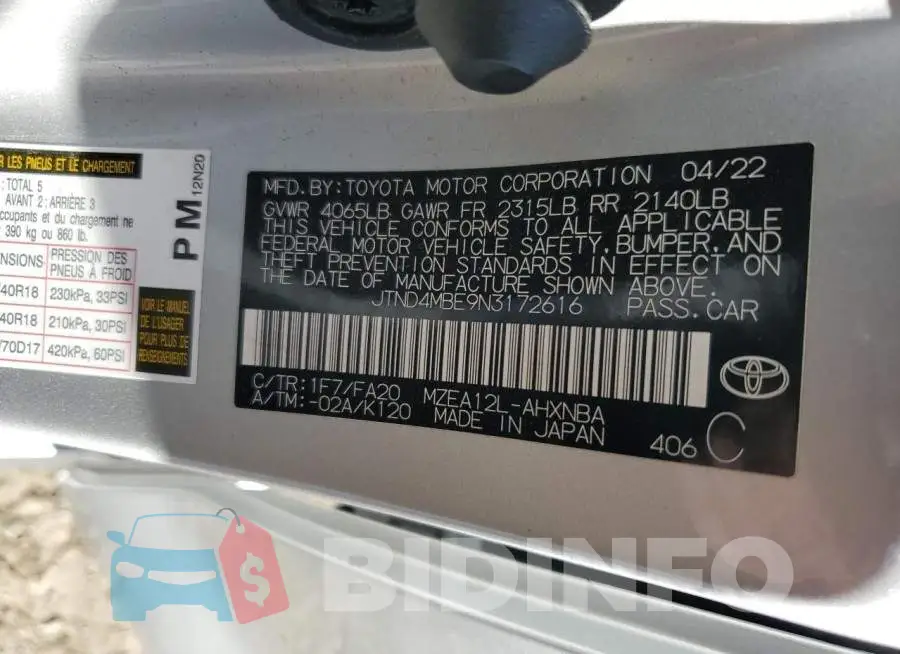 JTND4MBE9N3172616 Photo# 13