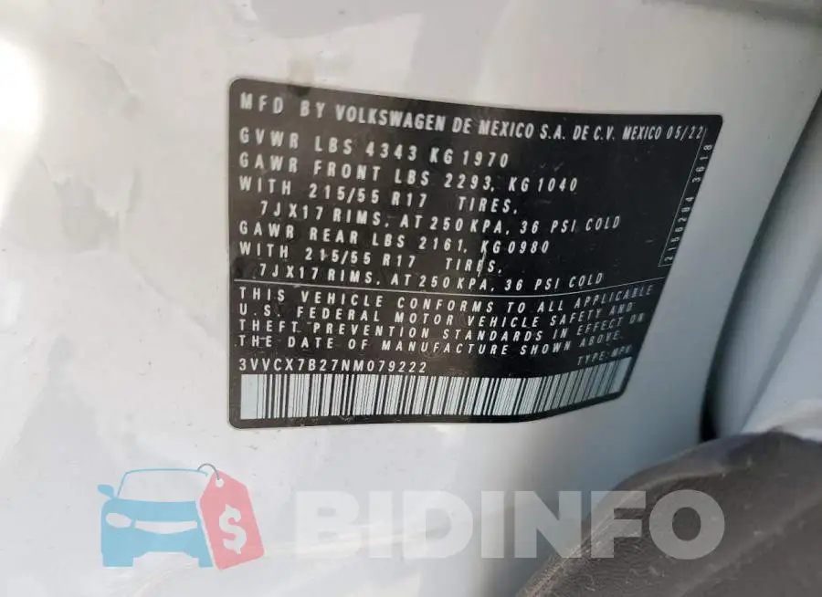 3VVCX7B27NM079222 Photo# 13