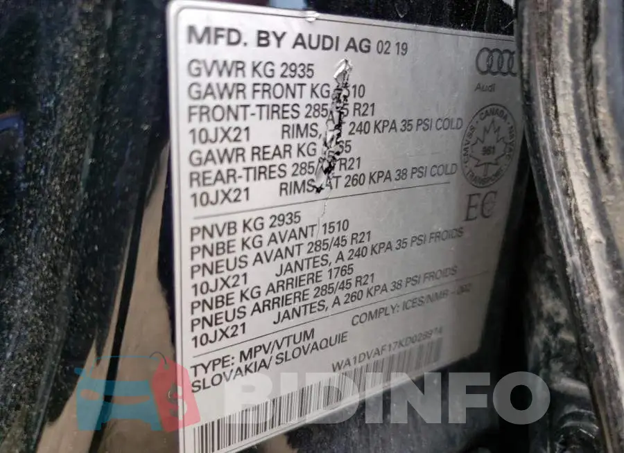 WA1DVAF17KD028974 Photo# 13