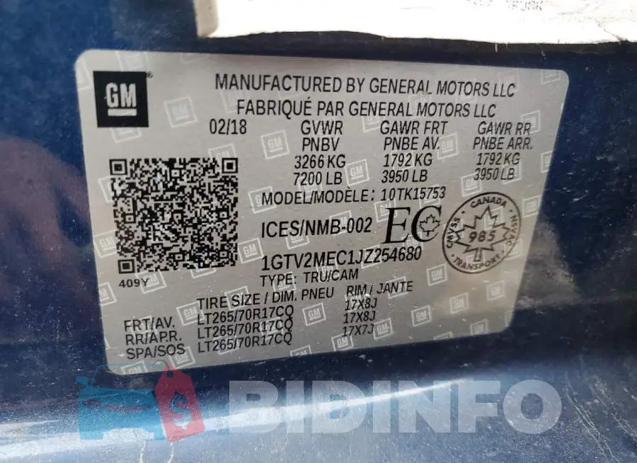 1GTV2MEC1JZ254680 Photo# 13