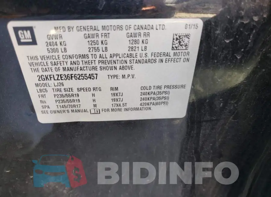 2GKFLZE36F6255457 Photo# 12