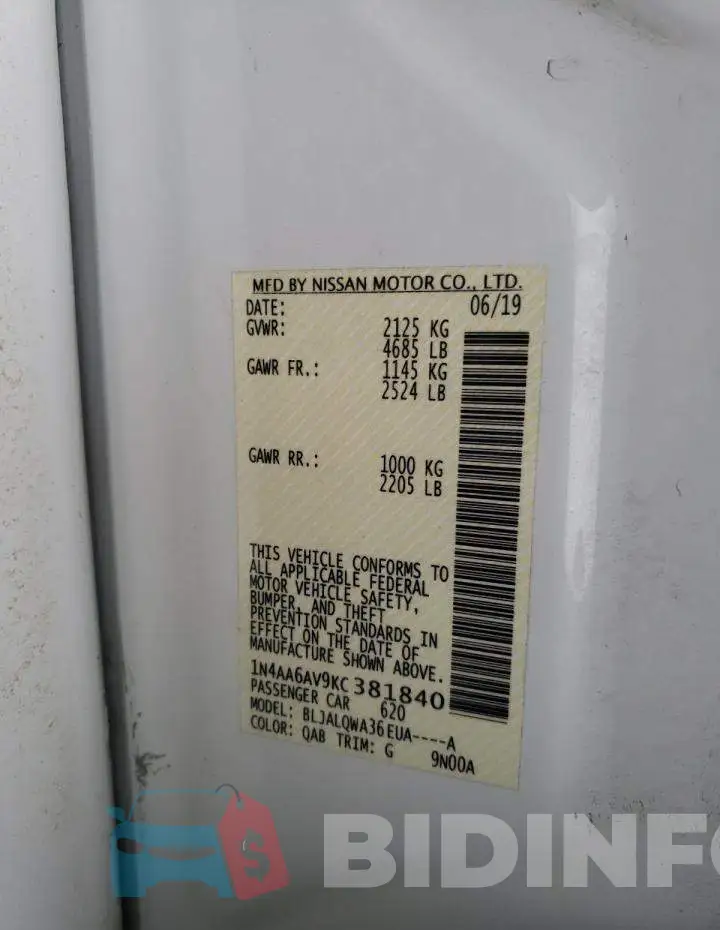 1N4AA6AV9KC381840 Photo# 12