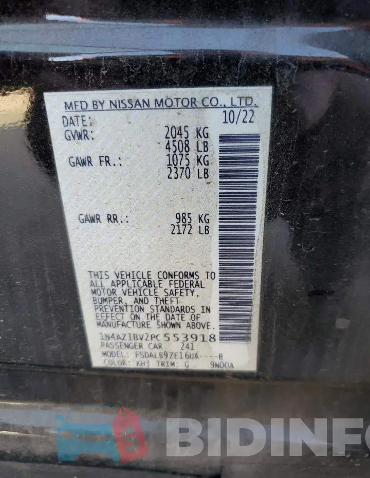 1N4AZ1BV2PC553918 Photo# 13