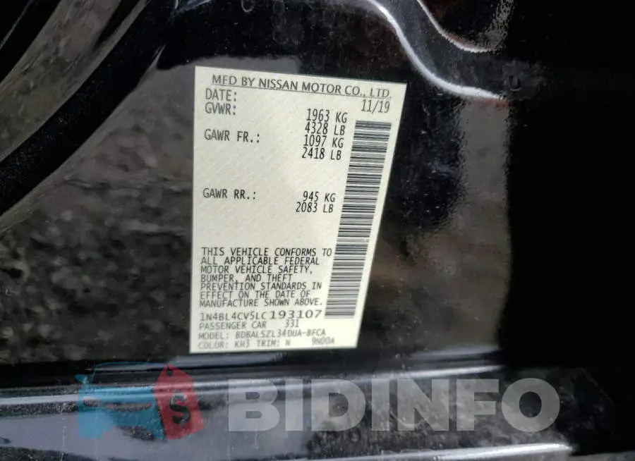 1N4BL4CV5LC193107 Photo# 12