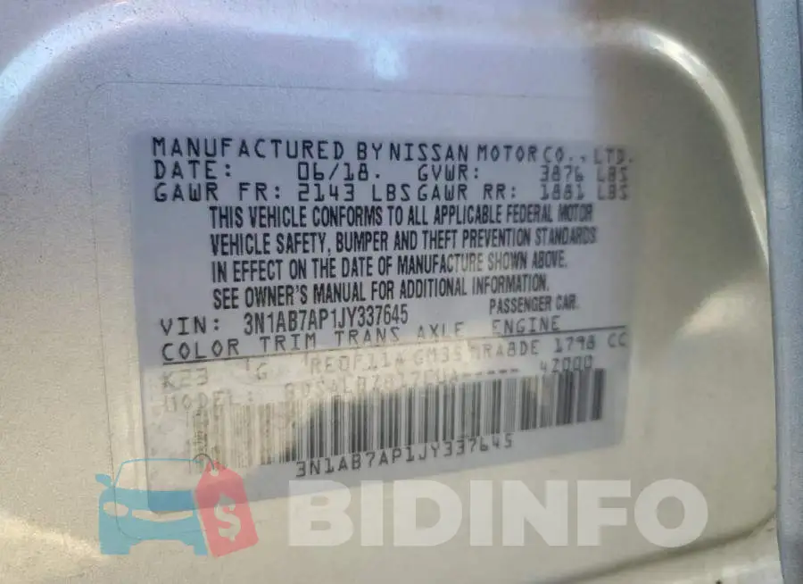 3N1AB7AP1JY337645 Photo# 12