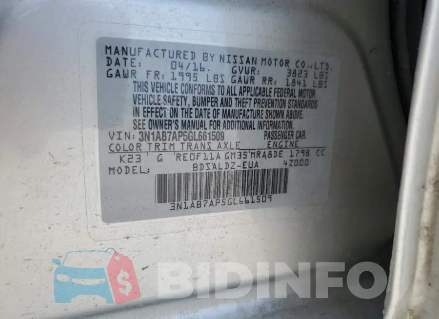 3N1AB7AP5GL661509 Photo# 12