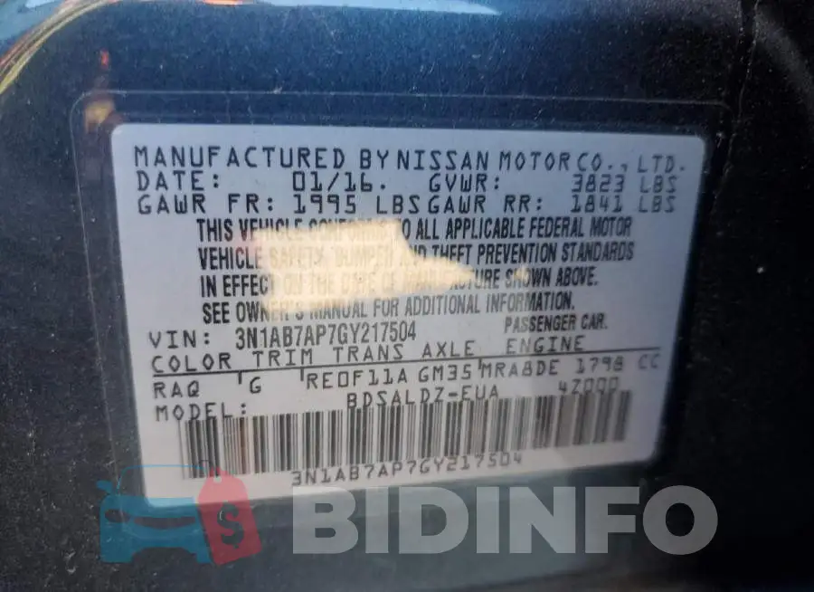 3N1AB7AP7GY217504 Photo# 12