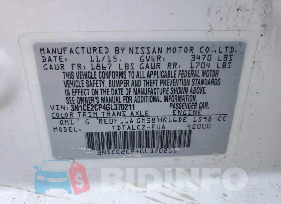 3N1CE2CP4GL370211 Photo# 12