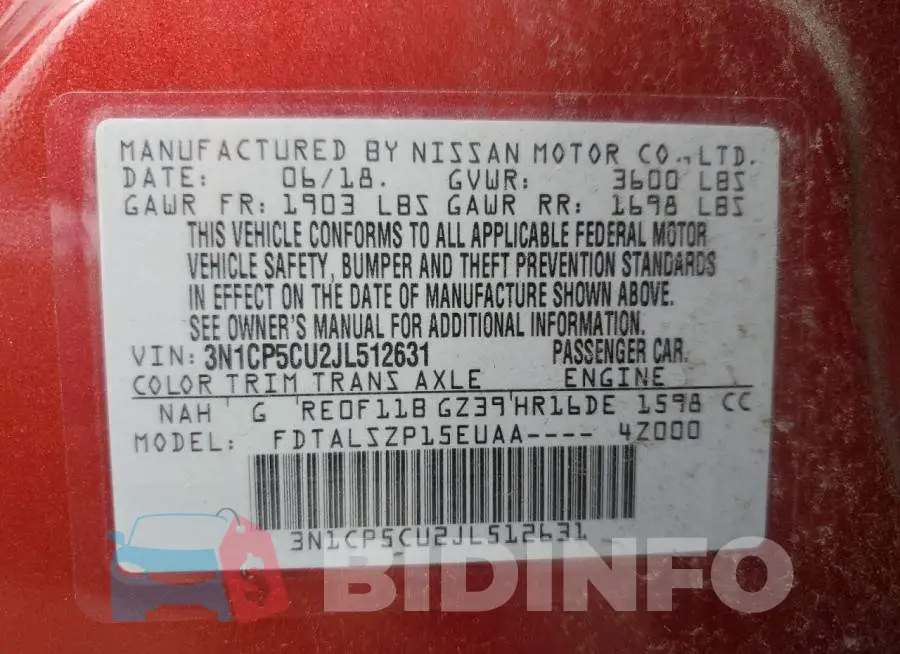 3N1CP5CU2JL512631 Photo# 13