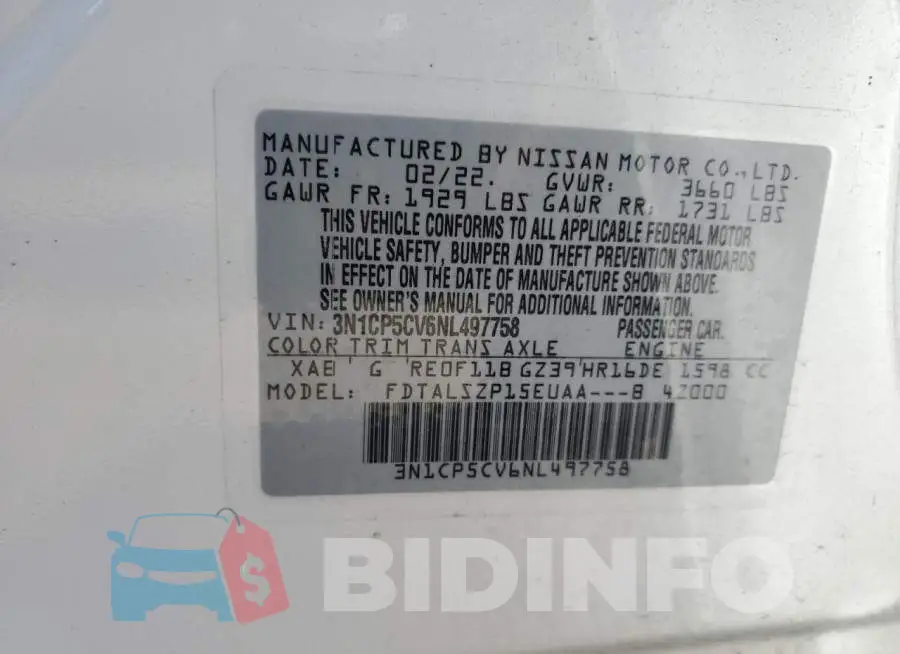 3N1CP5CV6NL497758 Photo# 13