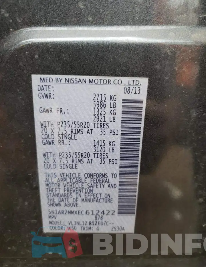 5N1AR2MMXEC612422 Photo# 14