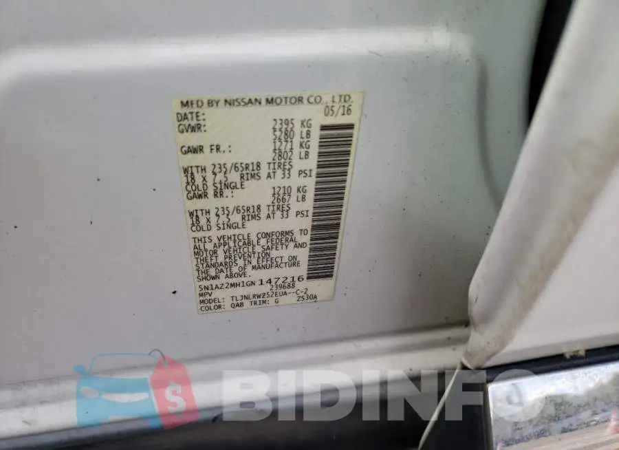5N1AZ2MH1GN147216 Photo# 12