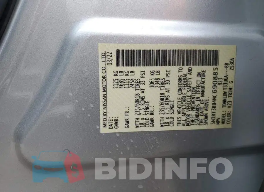 5N1BT3BB4NC690885 Photo# 14