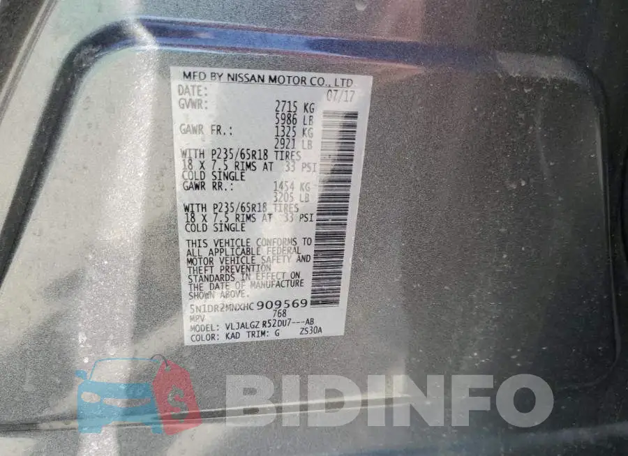 5N1DR2MNXHC909569 Photo# 13