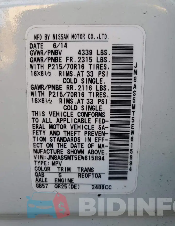 JN8AS5MT5EW615894 Photo# 14