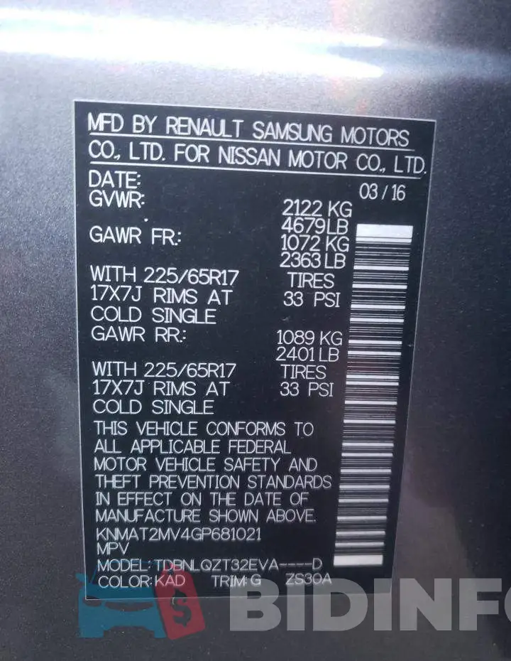 KNMAT2MV4GP681021 Photo# 12
