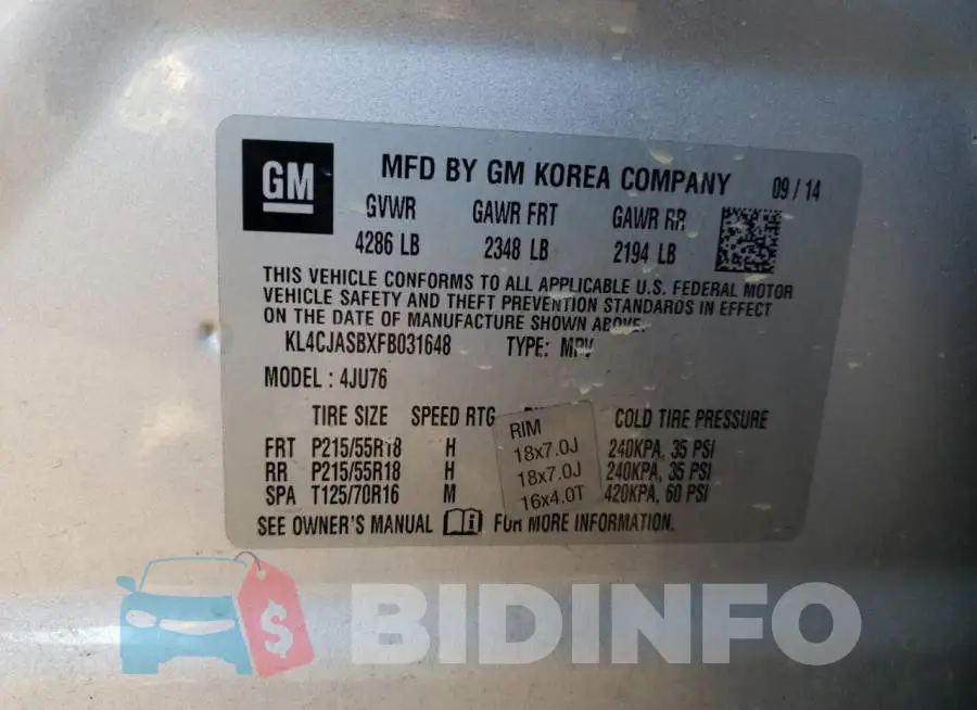 KL4CJASBXFB031648 Photo# 12