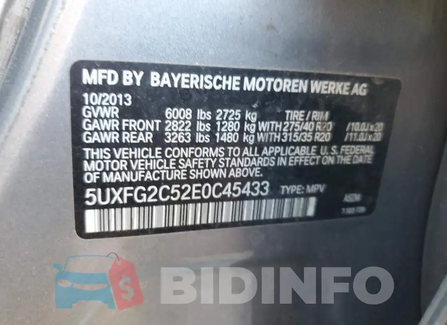 5UXFG2C52E0C45433 Photo# 12