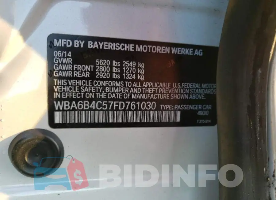 WBA6B4C57FD761030 Photo# 12