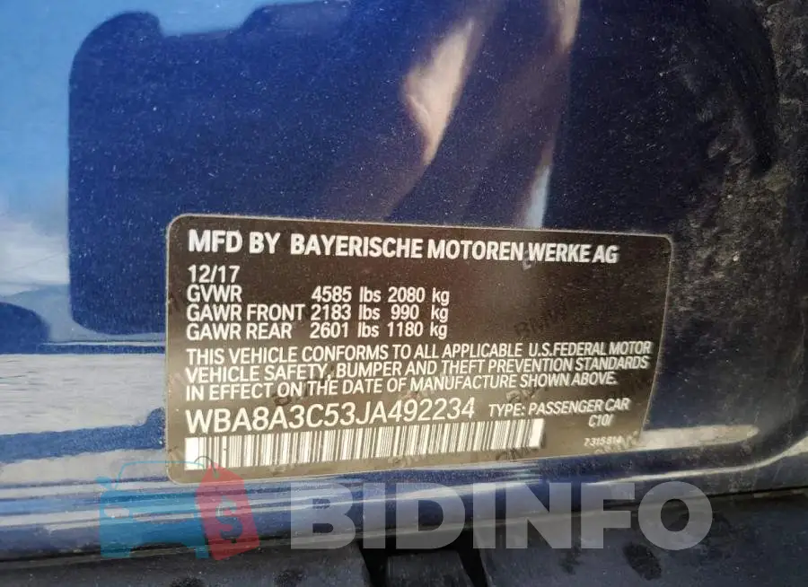 WBA8A3C53JA492234 Photo# 12