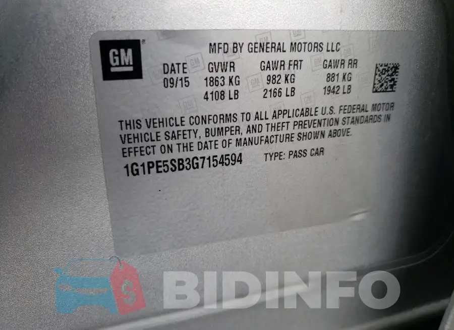 1G1PE5SB3G7154594 Photo# 12