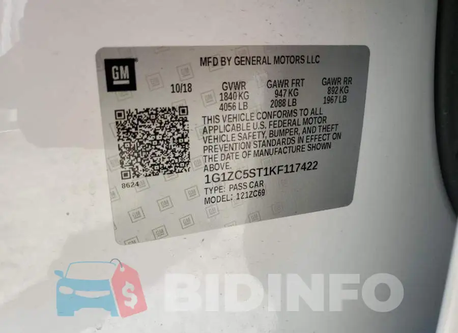 1G1ZC5ST1KF117422 Photo# 12