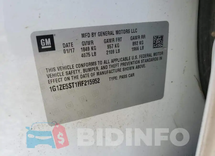 1G1ZE5ST1HF215952 Photo# 10