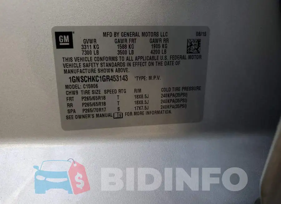 1GNSCHKC1GR453143 Photo# 13