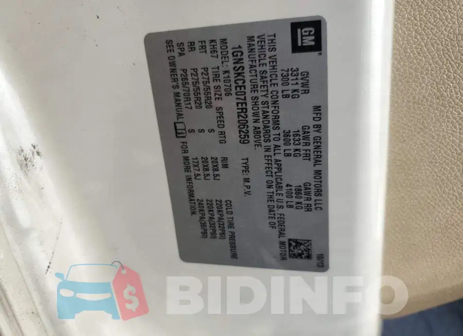 1GNSKCE07ER206259 Photo# 13