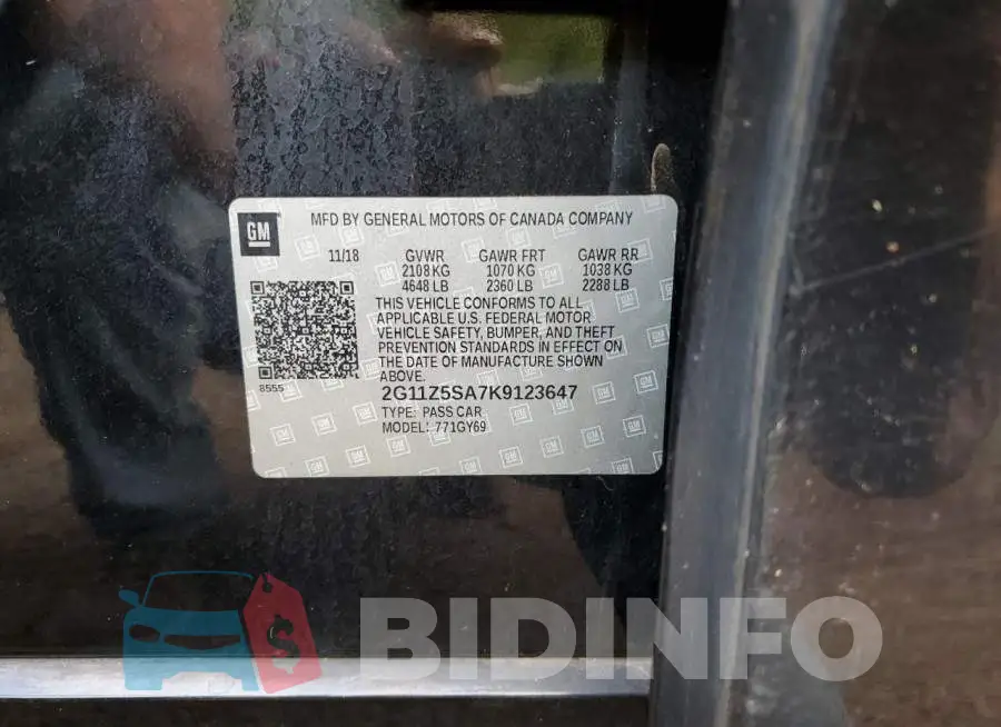 2G11Z5SA7K9123647 Photo# 13