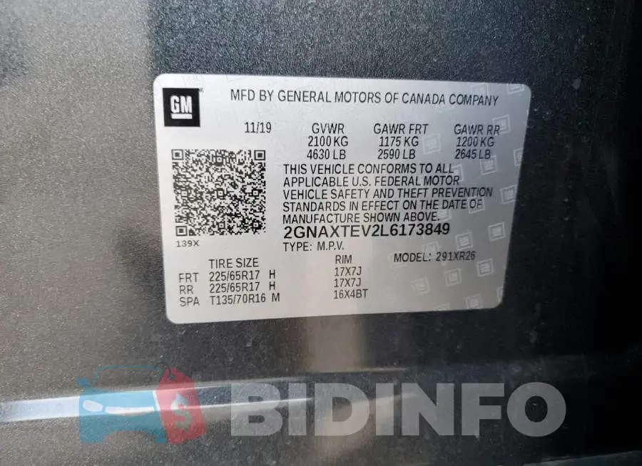 2GNAXTEV2L6173849 Photo# 13