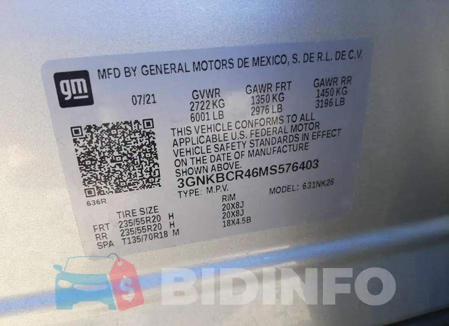 3GNKBCR46MS576403 Photo# 12