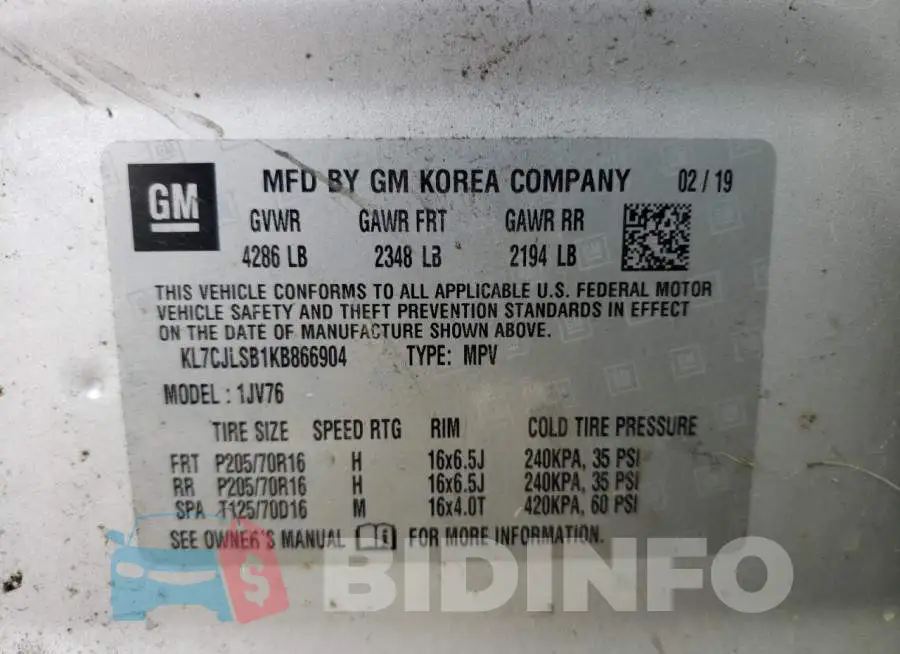 KL7CJLSB1KB866904 Photo# 12