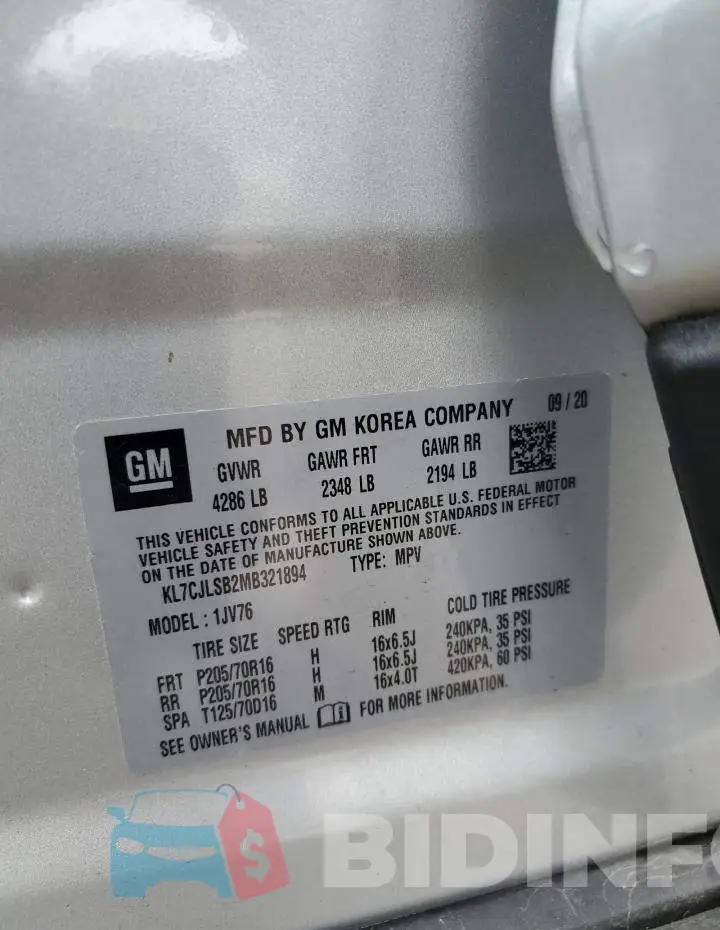 KL7CJLSB2MB321894 Photo# 14