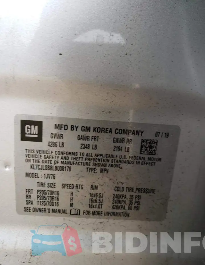 KL7CJLSB8LB008170 Photo# 13