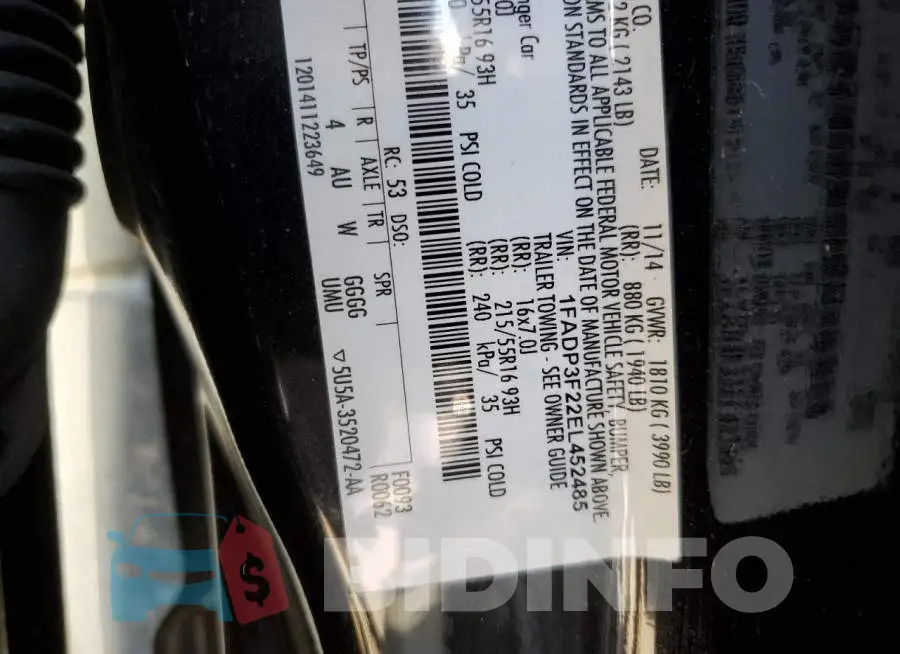 1FADP3F22EL452485 Photo# 13